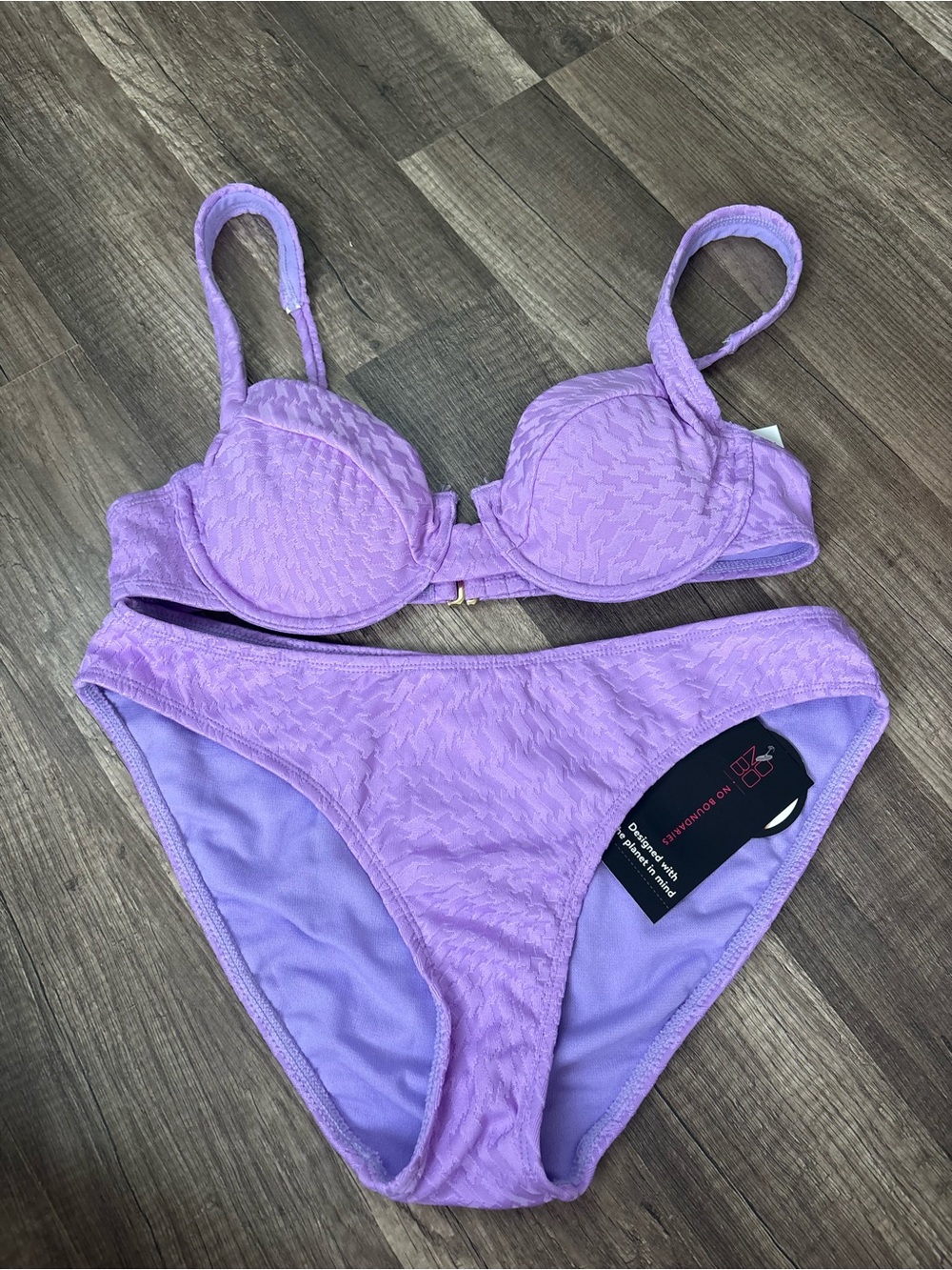 Lavender purple Textured Underwire Bikini Set - Women Swim cute, trendy, summer